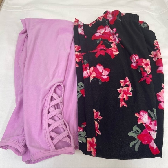 No Boundaries Pants - 2 Pc No Boundaries Girls Juniors Small Leggings Pink Floral Lot School Play.